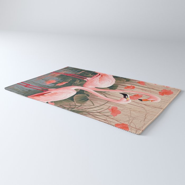 Pink Flamingo Pair In The Bloom Rug Gallery Image 3