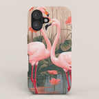 Pink Flamingo Pair In The Bloom iPhone Case Gallery Image 1