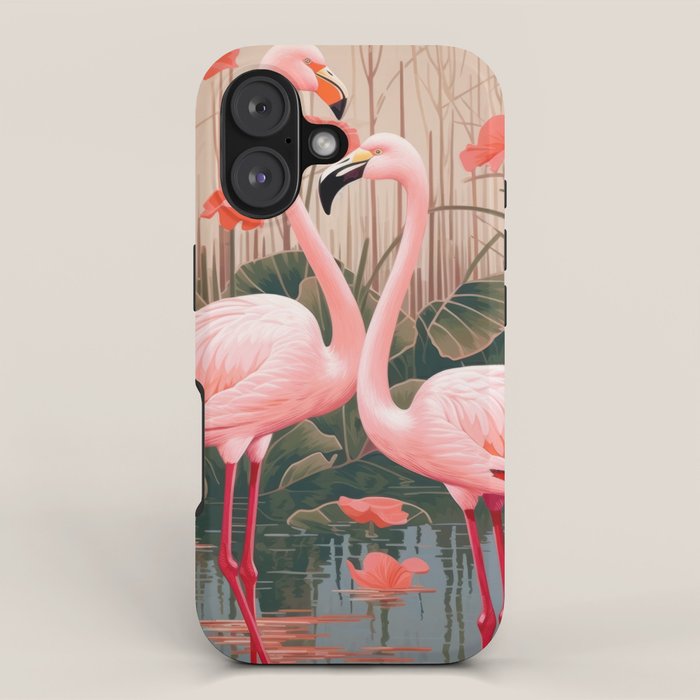 Pink Flamingo Pair In The Bloom iPhone Case Gallery Image 1