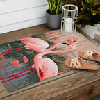 Pink Flamingo Pair In The Bloom Outdoor Rug Gallery Image 2