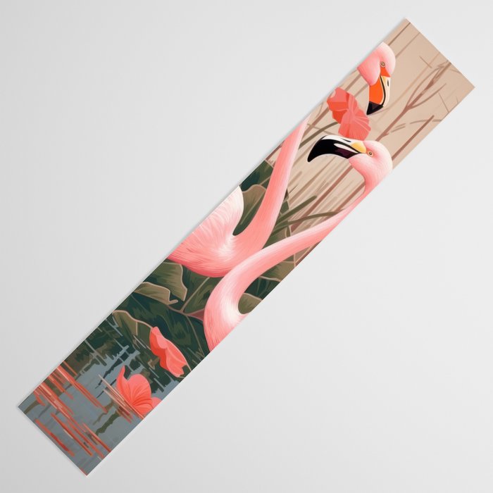 Pink Flamingo Pair In The Bloom Table Runner Gallery Image 3