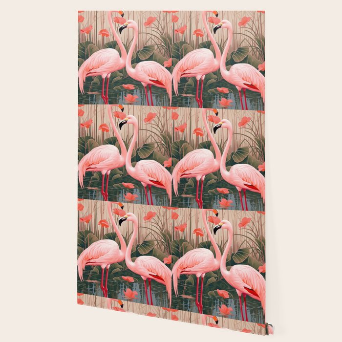 Pink Flamingo Pair In The Bloom Wallpaper Gallery Image 2