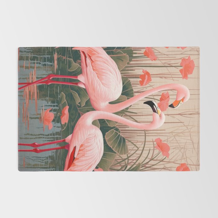 Pink Flamingo Pair In The Bloom Rug Gallery Image 2