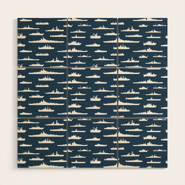 Battleship // Navy Blue Wood Wall Art Gallery Image 1