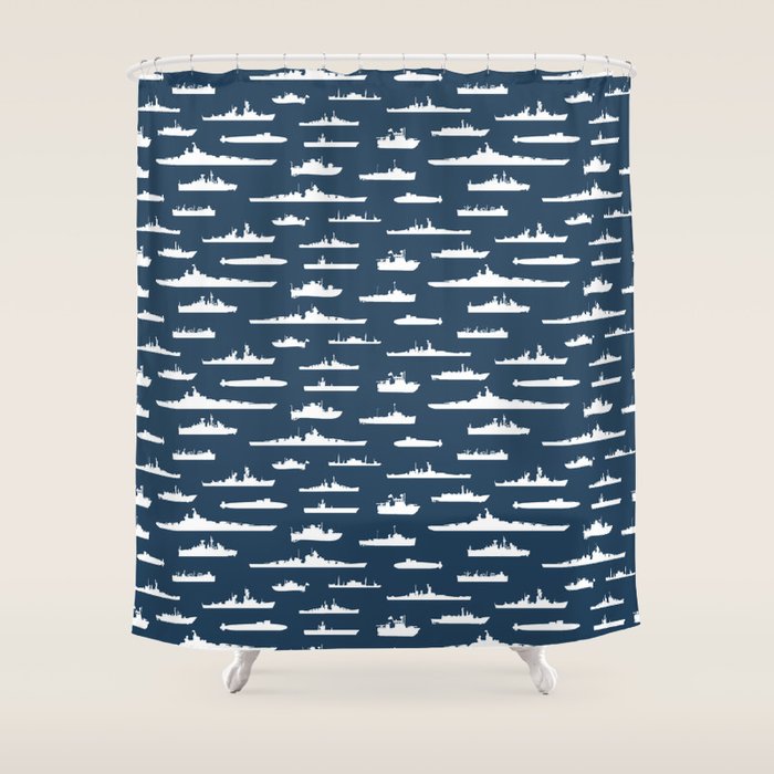 Battleship // Navy Blue Shower Curtain Gallery Image 1