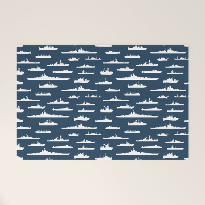 Battleship // Navy Blue Welcome Mat Gallery Image 1