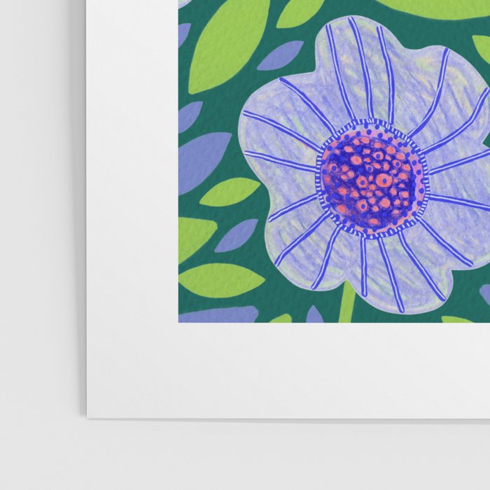 Folk Floral Blossoms in Turquoise Poster Gallery Image 3