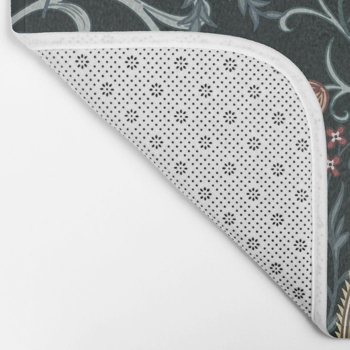 William Morris Enchanted Golden Lily Floral Black Gold  Bath Mat Gallery Image 2