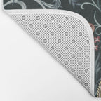 William Morris Enchanted Golden Lily Floral Black Gold  Bath Mat Gallery Image 2