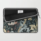 William Morris Enchanted Golden Lily Floral Black Gold  Laptop Sleeve Gallery Image 2