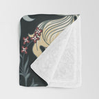 William Morris Enchanted Golden Lily Floral Black Gold  Throw Blanket Gallery Image 3