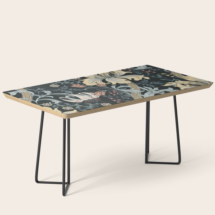 William Morris Enchanted Golden Lily Floral Black Gold  Coffee Table Gallery Image 1