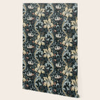 William Morris Enchanted Golden Lily Floral Black Gold  Wallpaper Gallery Image 2