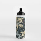 William Morris Enchanted Golden Lily Floral Black Gold  Water Bottle Gallery Image 2
