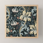 William Morris Enchanted Golden Lily Floral Black Gold  Mini Art Print Gallery Image 1
