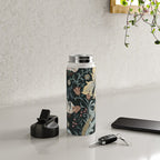 William Morris Enchanted Golden Lily Floral Black Gold  Water Bottle Gallery Image 4