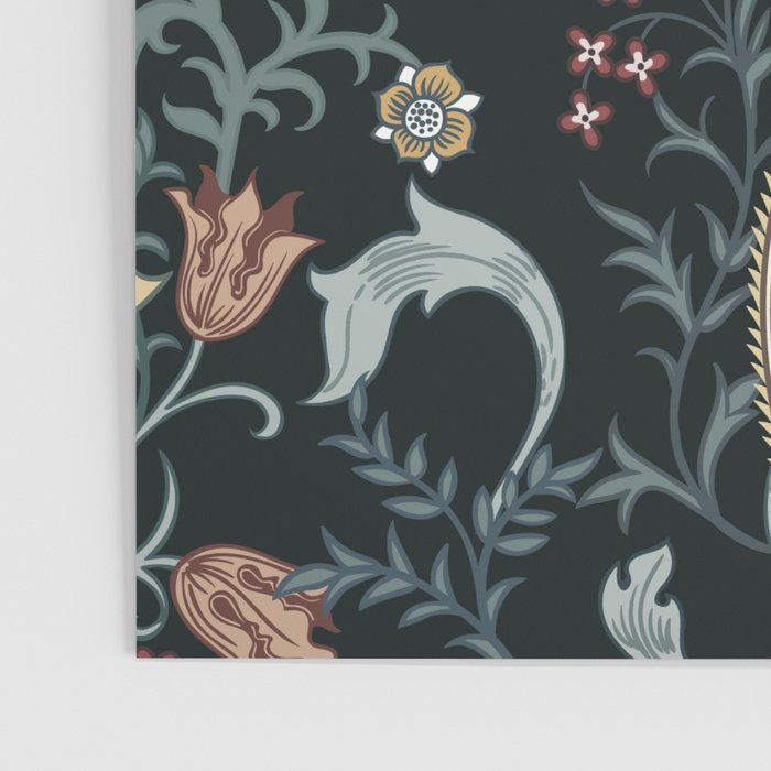 William Morris Enchanted Golden Lily Floral Black Gold  Poster Gallery Image 3