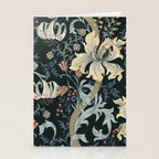 William Morris Enchanted Golden Lily Floral Black Gold  Stationery Card Gallery Image 2