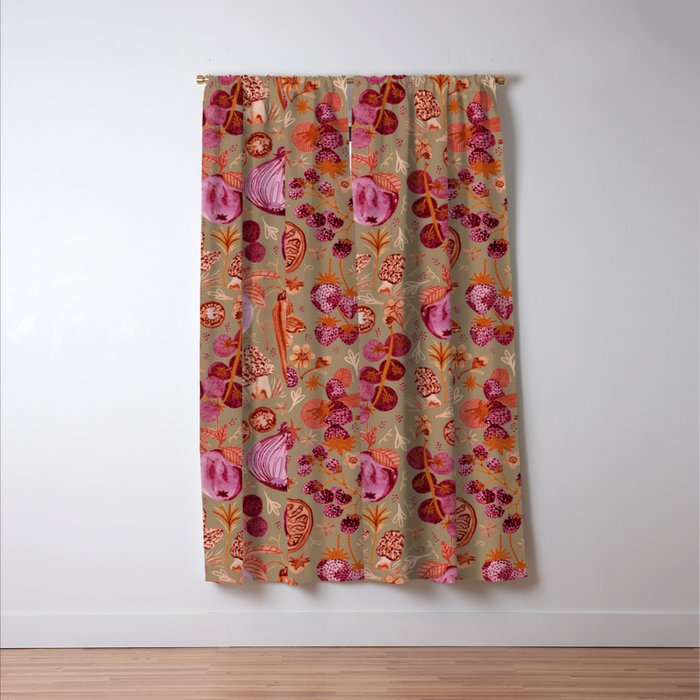 Garden Vegetables and Fresh Fruit in Mocha Mousse Window Curtain Gallery Image 3