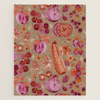 Garden Vegetables and Fresh Fruit in Mocha Mousse Jigsaw Puzzle Gallery Image 1