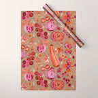 Garden Vegetables and Fresh Fruit in Mocha Mousse Wrapping Paper Gallery Image 1
