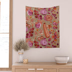 Garden Vegetables and Fresh Fruit in Mocha Mousse Wall Tapestry Gallery Image 2