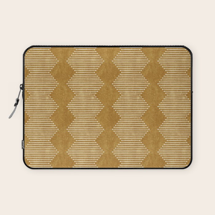 mudcloth diamonds - mustard Laptop Sleeve Gallery Image 1