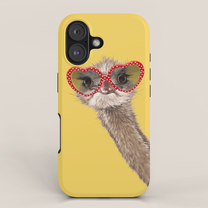 Fashion Hipster Ostrich in Yellow iPhone Case Gallery Image 1