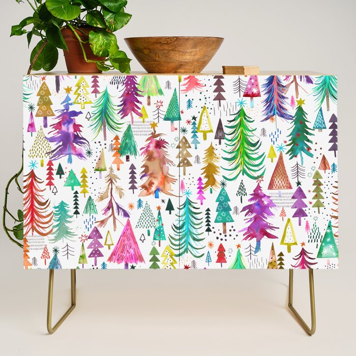 Colorful Christmas Trees Credenza Gallery Image 1