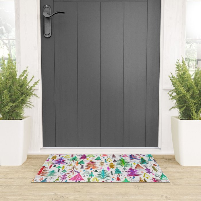 Colorful Christmas Trees Welcome Mat Gallery Image 3