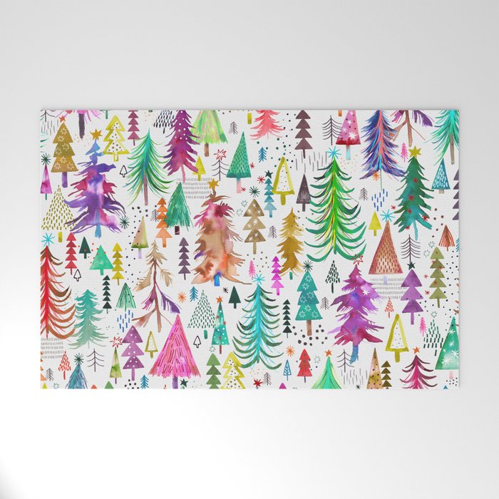 Colorful Christmas Trees Welcome Mat Gallery Image 1