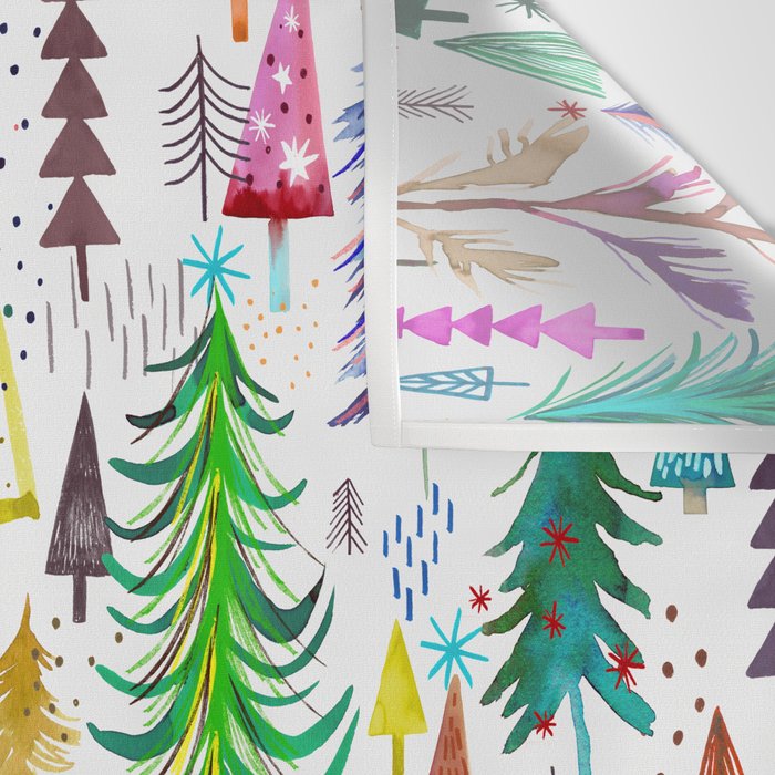 Colorful Christmas Trees Wall Tapestry Gallery Image 3