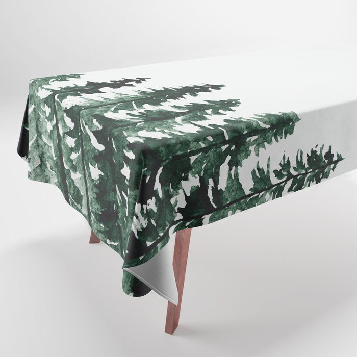 Foggy Pine Trees 2 Tablecloth Gallery Image 1