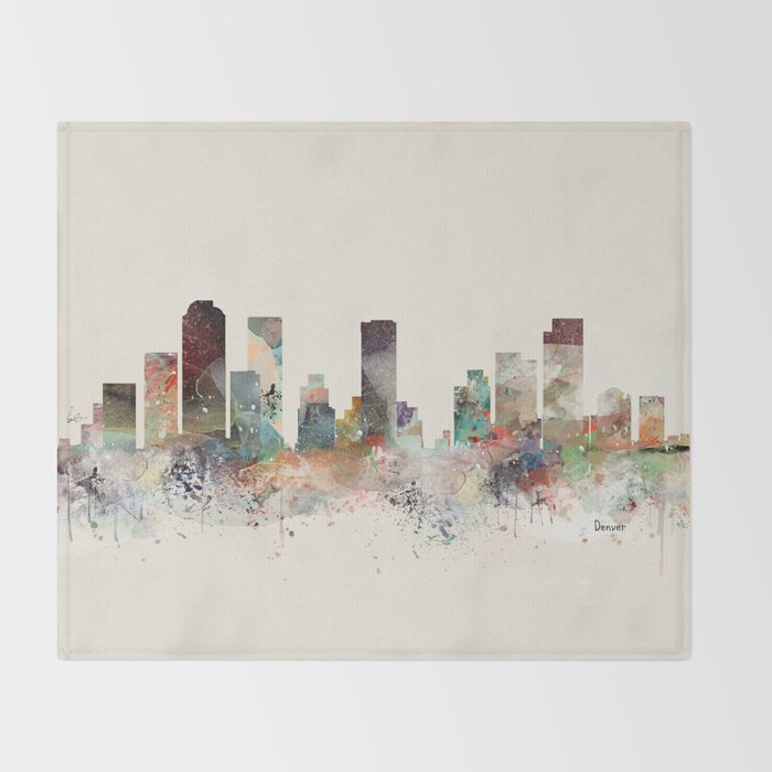 denver colorado skyline Throw Blanket Gallery Image 2