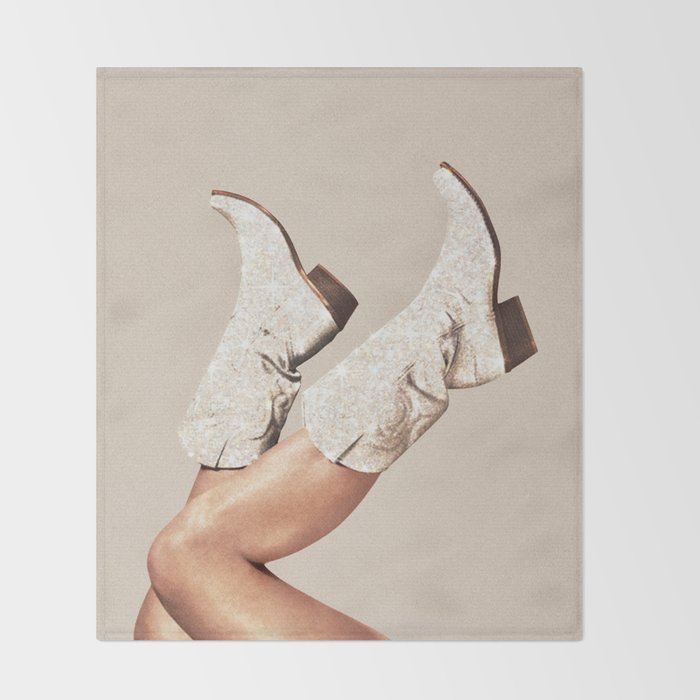 These Boots - Neutral Glitter II / Beige Throw Blanket Gallery Image 2