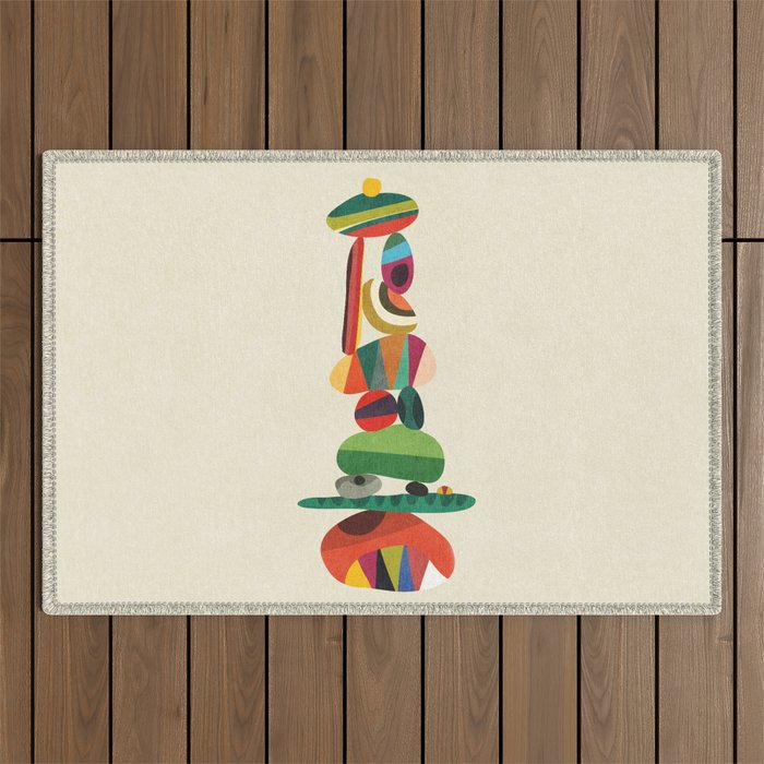 Totem - balanced pebbles Outdoor Rug Gallery Image 1