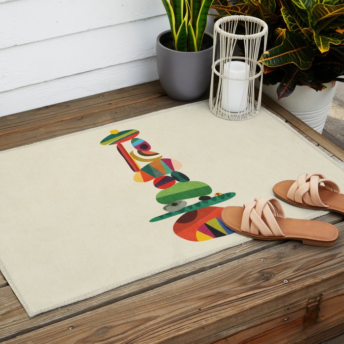 Totem - balanced pebbles Outdoor Rug Gallery Image 2