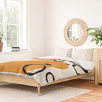 Fun Abstract Minimalist Mid Century Modern Yellow Ochre Orange Organic Shapes & Patterns Duvet Cover Gallery Image 2