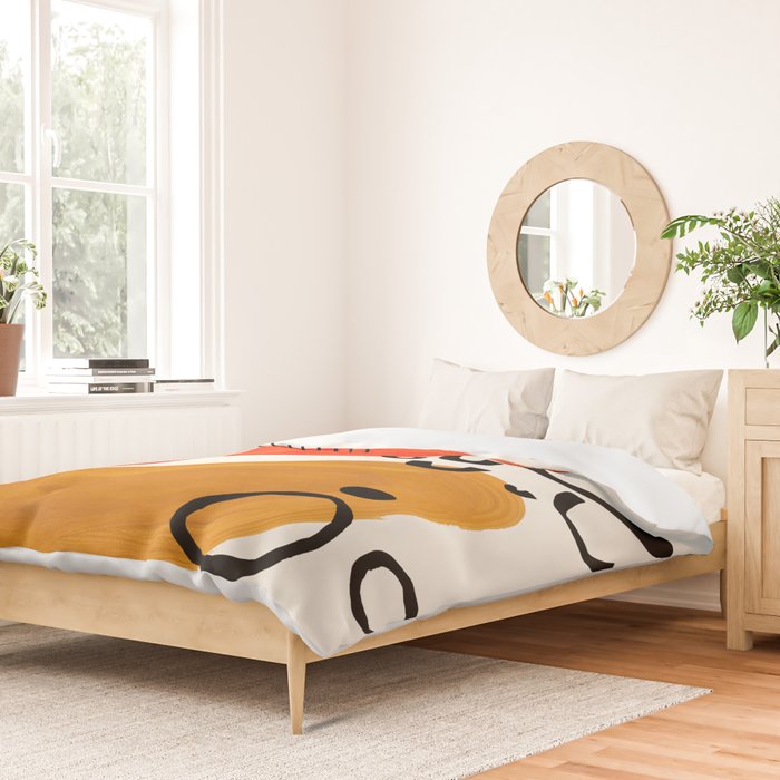 Fun Abstract Minimalist Mid Century Modern Yellow Ochre Orange Organic Shapes & Patterns Duvet Cover Gallery Image 2