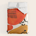 Fun Abstract Minimalist Mid Century Modern Yellow Ochre Orange Organic Shapes & Patterns Duvet Cover Gallery Image 6