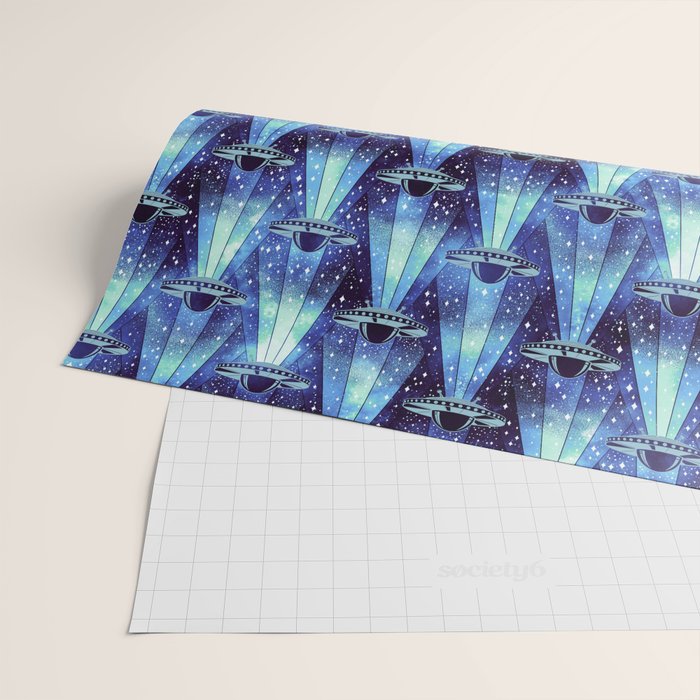 Cosmic UFO - mysterious blue flash Wrapping Paper Gallery Image 2