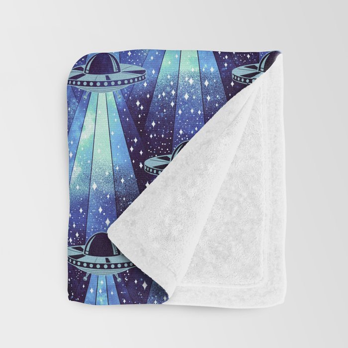 Cosmic UFO - mysterious blue flash Throw Blanket Gallery Image 3