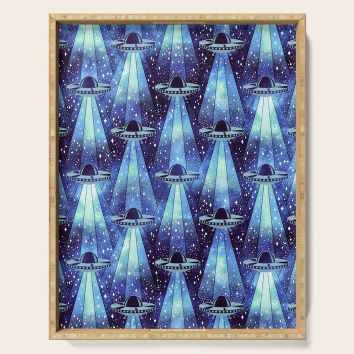 Cosmic UFO - mysterious blue flash Serving Tray Gallery Image 1