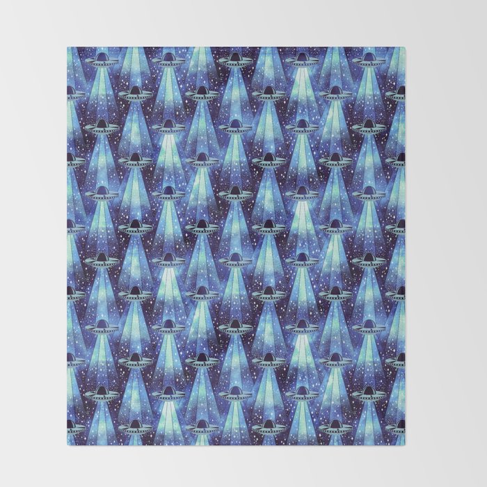 Cosmic UFO - mysterious blue flash Throw Blanket Gallery Image 2