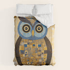 Gustav Klimt Style Blue and Gold Owl Duvet Cover Gallery Image 6