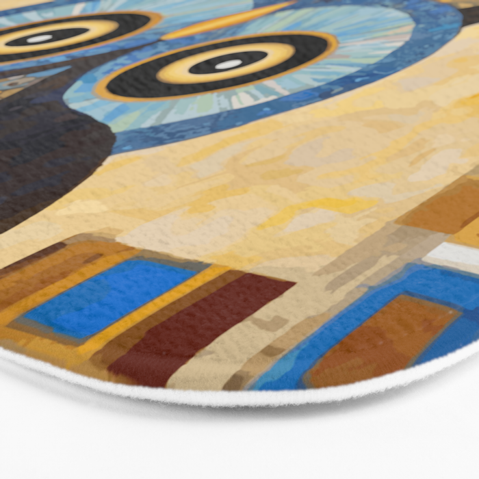 Gustav Klimt Style Blue and Gold Owl Bath Mat Gallery Image 3