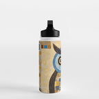 Gustav Klimt Style Blue and Gold Owl Water Bottle Gallery Image 3