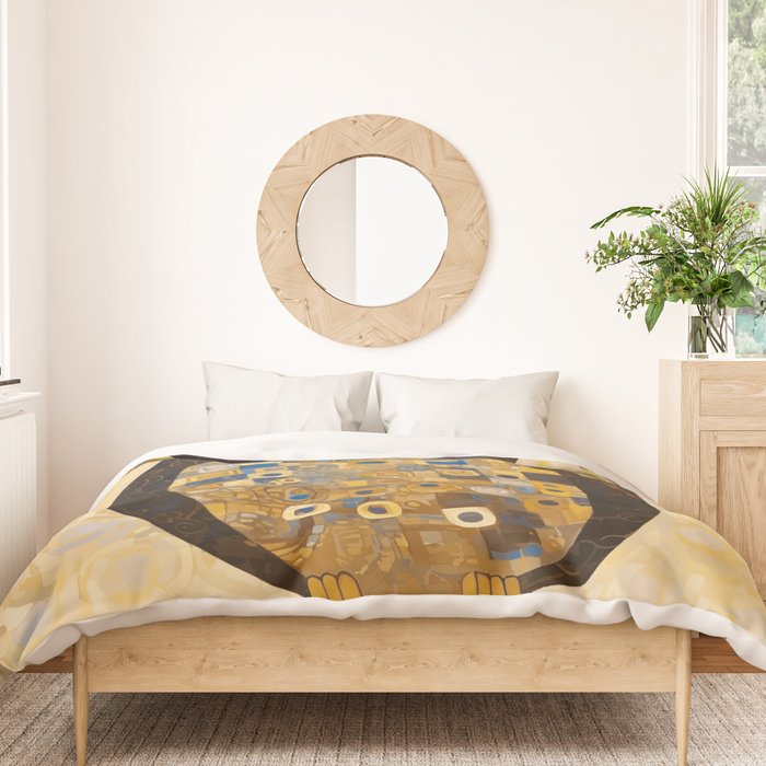 Gustav Klimt Style Blue and Gold Owl Duvet Cover Gallery Image 3