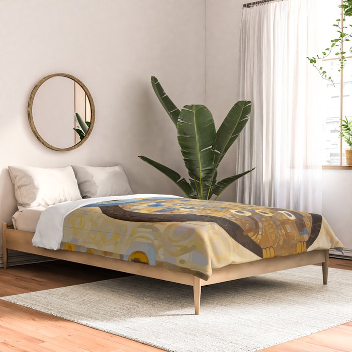 Gustav Klimt Style Blue and Gold Owl Comforter Gallery Image 2
