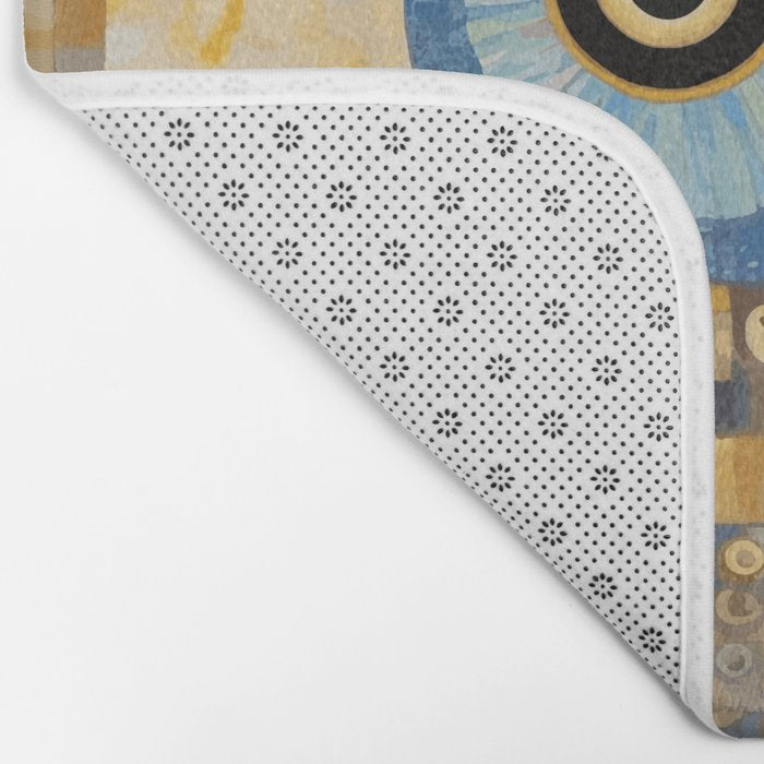 Gustav Klimt Style Blue and Gold Owl Bath Mat Gallery Image 2